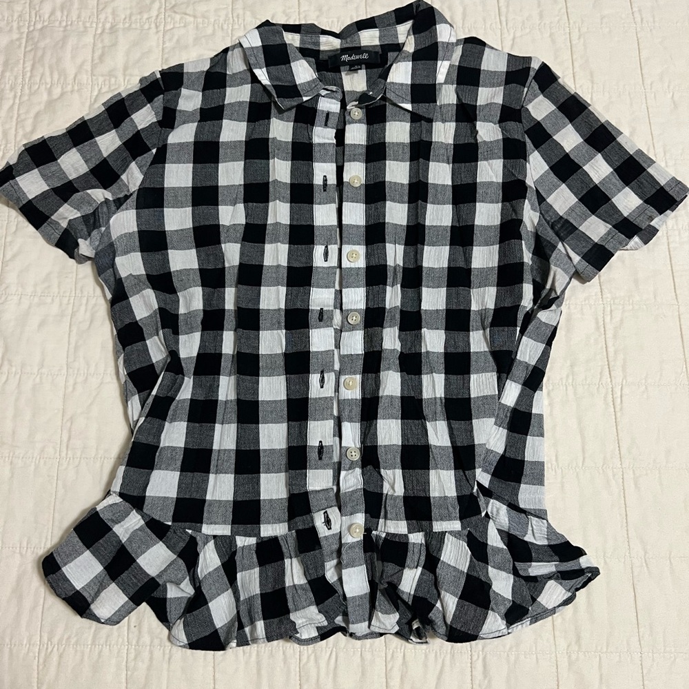 Madewell plaid peplum top